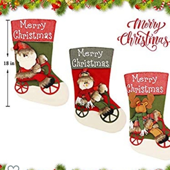 Cute Bike Riding Santa Snowman Christmas stocking - Picture 3 of 6